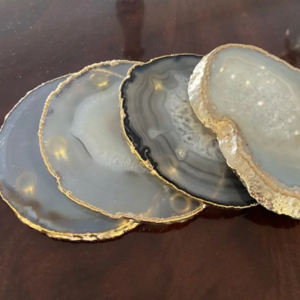 Gold Agate Coasters-Set of 4 - Picture 2 of 3